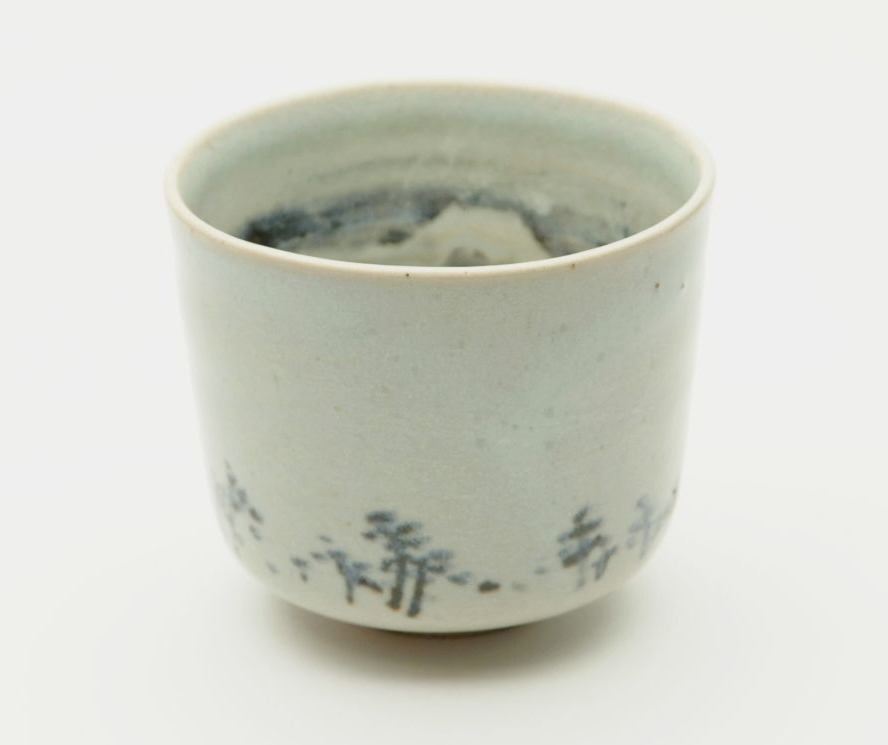 富士に松原の絵茶碗